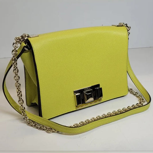 Furla Mimi Yellow Leather Mini Crossbody Bag