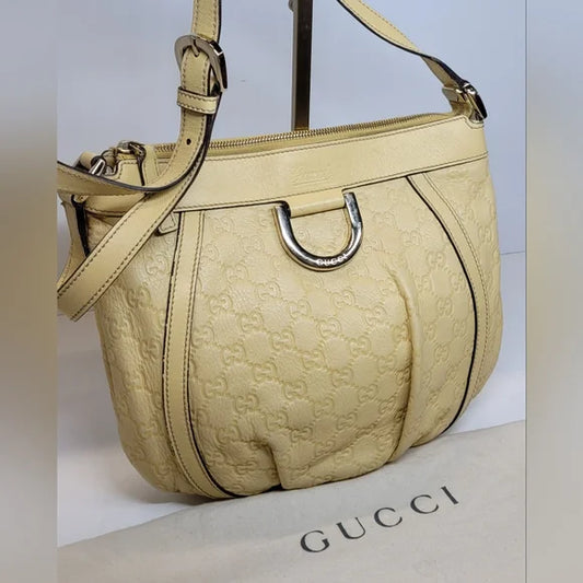 Gucci Guccissima D Ring Leather Messenger Bag