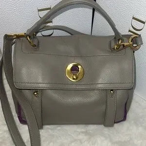 Yves Saint Laurent leather & canvas combo bag