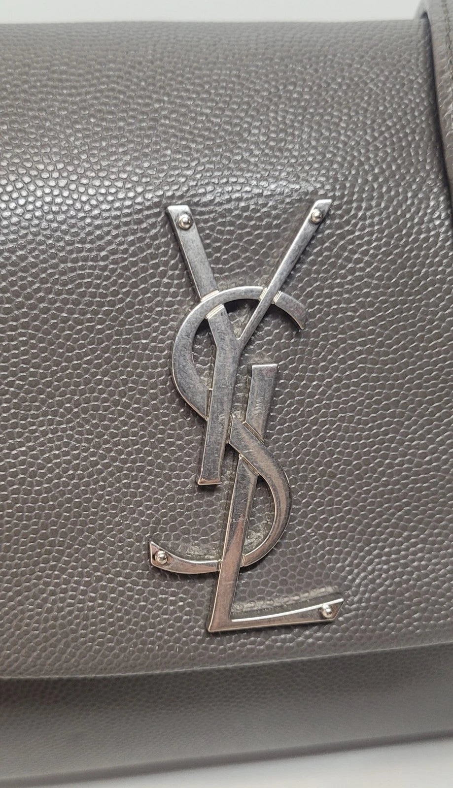 YSL West Hollywood Gray Leather Shoulder Bag