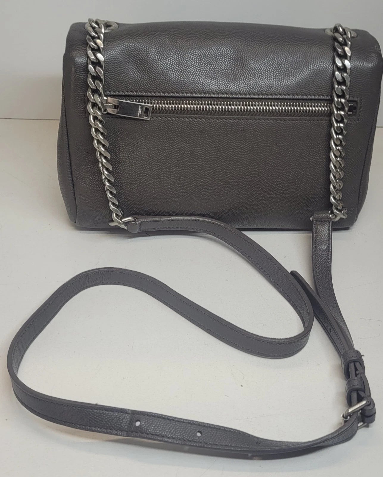 YSL West Hollywood Gray Leather Shoulder Bag