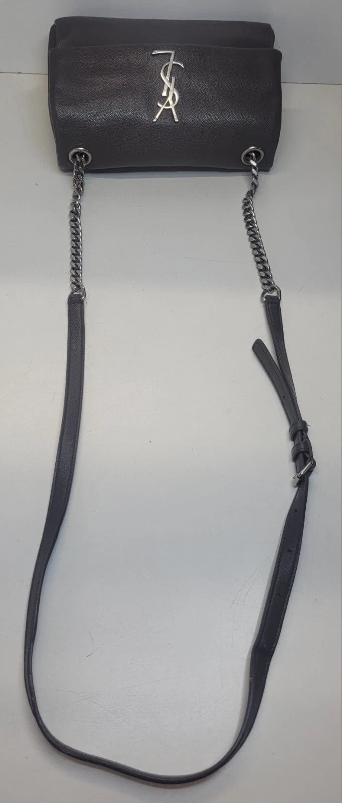 YSL West Hollywood Gray Leather Shoulder Bag