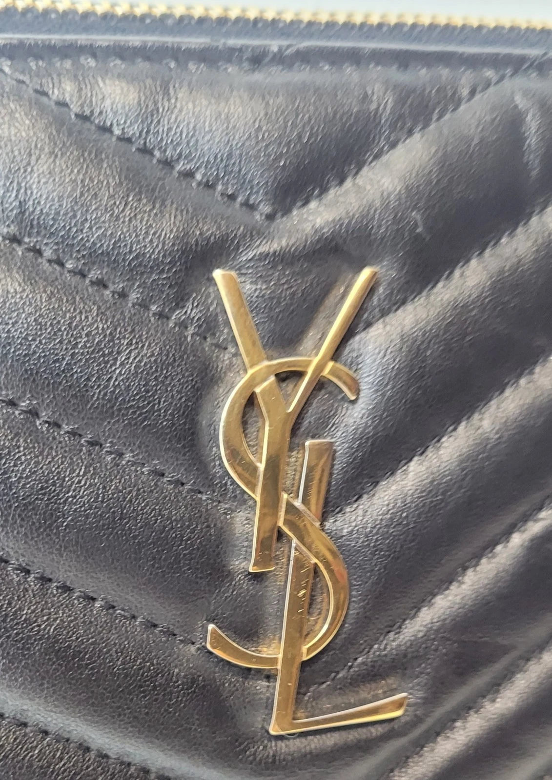 YSL Large Black Leather Clutch