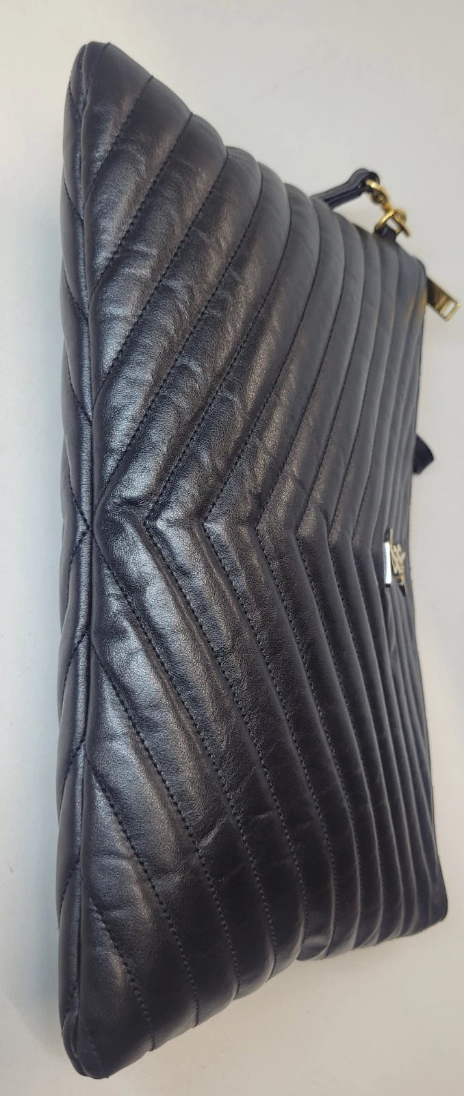 YSL Large Black Leather Clutch