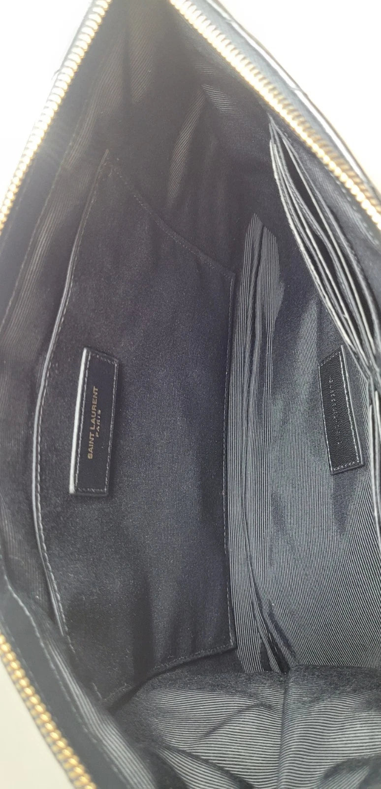 YSL Large Black Leather Clutch