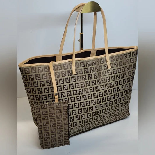 Fendi Zucchino Tote Bag with 2 Piece