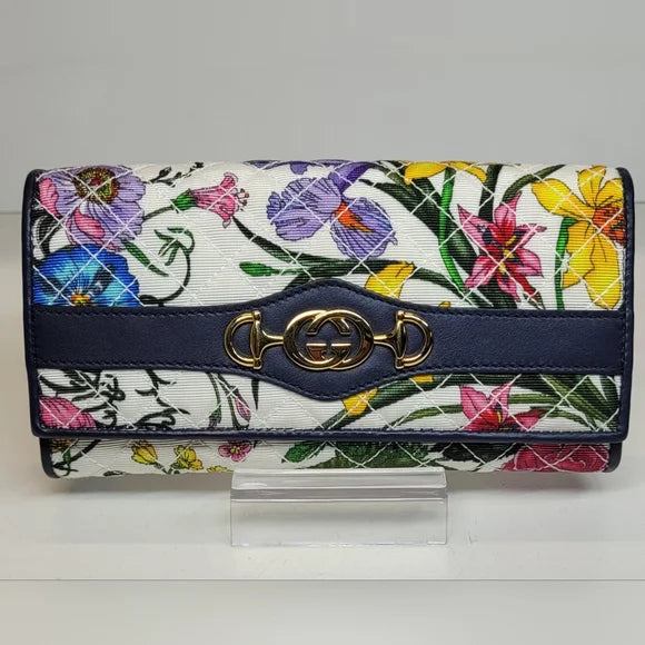 New🔥 Gucci Zuma Continental Quilted Flora Wallet