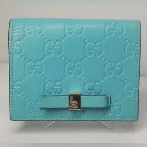 Gucci Teal Guccissima Bow Bi-Fold Wallet