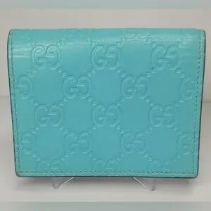 Gucci Teal Guccissima Bow Bi-Fold Wallet